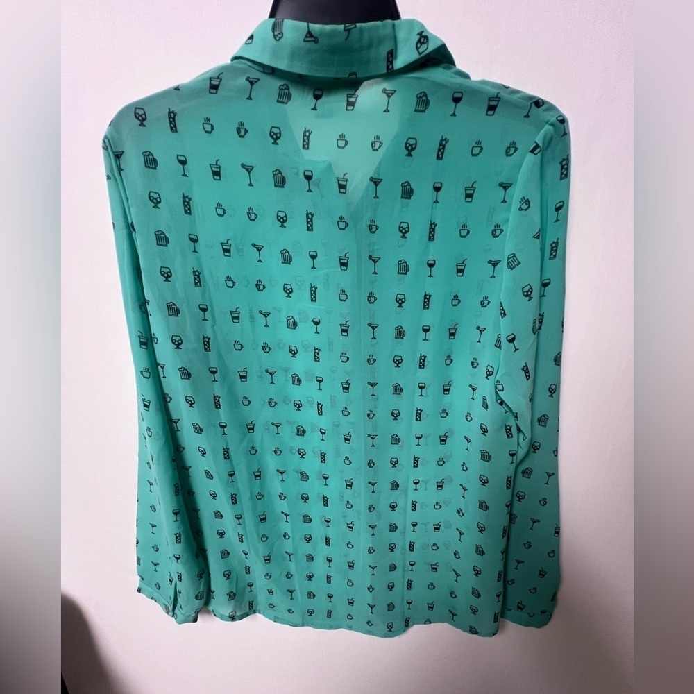 ZINK OF LONDON LONG SLEEVE SHEER LIKE FUN SHIRT MEDIUM TURQUOISE SIZE LARGE - Picture 7 of 13